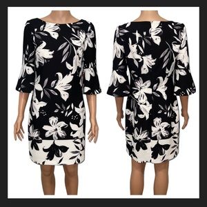 Vince Camuto Floral Print Flare Sleeve Shift Dress